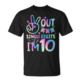 Peace Out Single Digits I'm 10 Tie Dye 10Th Birthday T-Shirt - Thegiftio UK