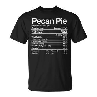 Pecan Pie Nutrition Facts Thanksgiving Turkey Day T-Shirt | Mazezy DE