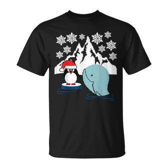 Penguin & Whale Ugly Christmas Sweater T-Shirt - Monsterry UK