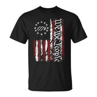 We The People Patriotic 1776 American Flag 4Th Of July Retro T-Shirt - Seseable