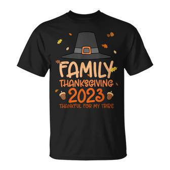 Pilgrim Hat Family Thanksgiving 2023 Thankful For My Tribe T-Shirt - Seseable
