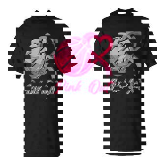 Pink Out Basketball Breast Cancer Awareness Pink Ribbon T-Shirt | Mazezy