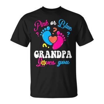 Pink Or Blue Grandpa Loves You Baby Gender Reveal Party T-Shirt