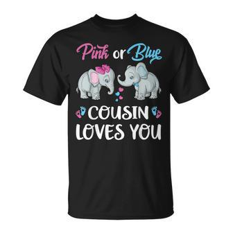 Pink Or Blue Cousin Loves You Elephants Gender Reveal Family Unisex T-Shirt - Thegiftio UK