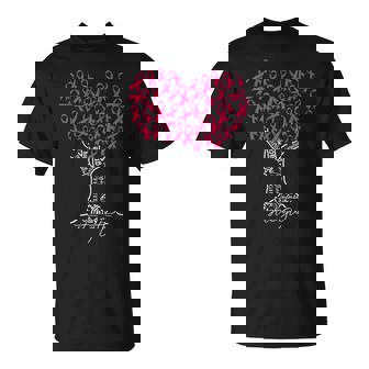 Pink Ribbon Tree Heart Breast Cancer Support Family T-Shirt - Thegiftio UK
