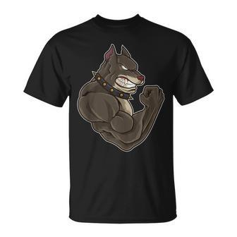 Pitbull At The Gym Muscle Fitness Training T-Shirt | Mazezy DE