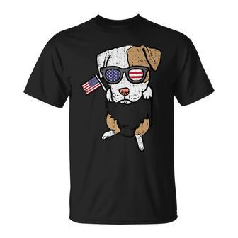 Pitbull Pocket Cute Pit American Usa 4Th Of July Fourth Dog Unisex T-Shirt | Mazezy