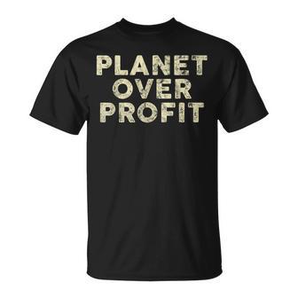 Planet Over Profit Vintage Protect Environment Quote T-Shirt - Monsterry DE