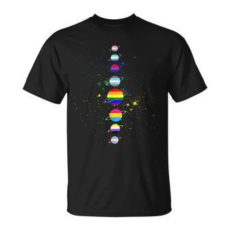 Planets Lgbt Gay Pride Genderfluid Bisexual Homosexual Lgbtq Unisex T-Shirt | Mazezy