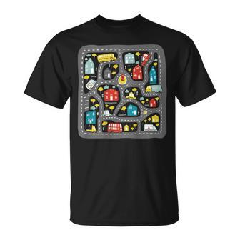 Play Cars On Dad's Back Mat Road Car Race Track Massage T-Shirt - Monsterry CA