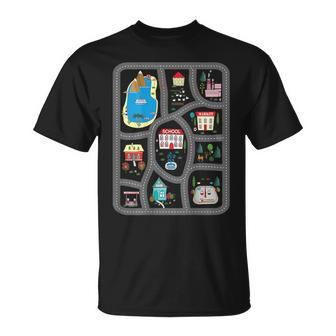Play Cars On Dads Back Mat Road Car Race Track Gift Cars Funny Gifts Unisex T-Shirt | Mazezy