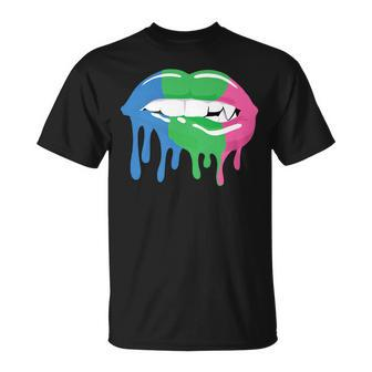 Polysexual Flag Mouth Poly Pride Lgbtq Lips Unisex T-Shirt | Mazezy