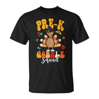 Pre-K Gobble Squad Cute Turkey Happy Thanksgiving T-Shirt - Seseable