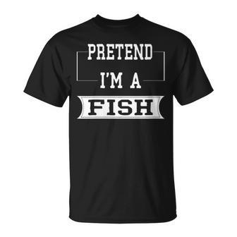 Pretend I'm A Fish Lazy Halloween Costume Party T-Shirt | Mazezy