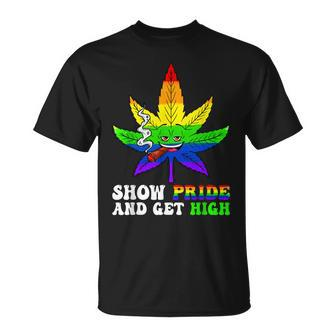 Pride And High Lgbt Weed Cannabis Lover Marijuana Gay Month Unisex T-Shirt | Mazezy