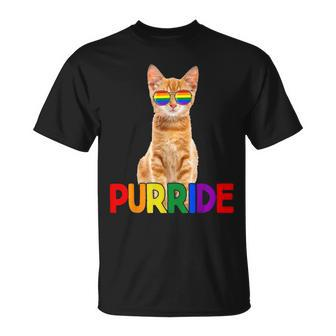 Pride Gay Cute Cat Purride Lgbtq T-Shirt | Mazezy