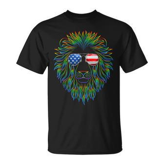 Pride Of The United State Lion With Usa Sunglasses Unisex T-Shirt | Mazezy