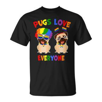 Pride Parade Pugs Love Everyone Lgbt Pugs Gay Pride Lgbt Unisex T-Shirt - Seseable