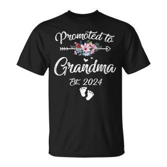Promoted To Grandma 2024 First Time New Grandma Pregnancy Gifts For Grandma Funny Gifts Unisex T-Shirt | Mazezy