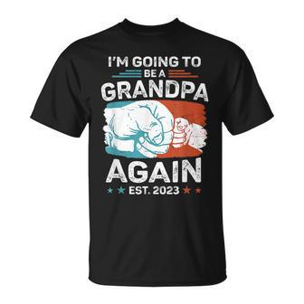 Promoted To Grandpa Again Est 2023 Pregnancy Announcement Unisex T-Shirt | Mazezy