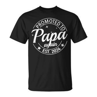 Promoted To Papa Again 2024 Soon To Be Pregnancy Baby Reveal Unisex T-Shirt - Thegiftio UK