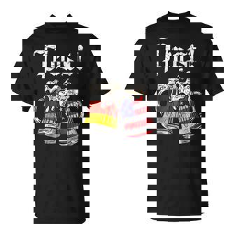 Prost German Drinking American Flag Oktoberfest T-Shirt - Monsterry