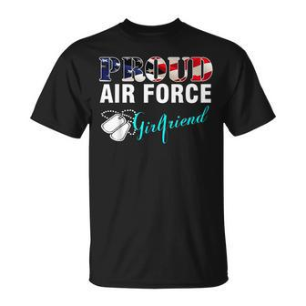 Proud Air Force Girlfriend With American Flag Veteran Unisex T-Shirt | Mazezy
