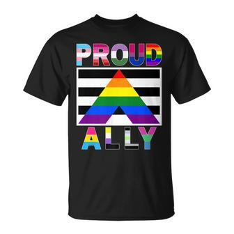 Proud Ally Lgbtq Gay Pride Month Equality Flags Unisex T-Shirt | Mazezy