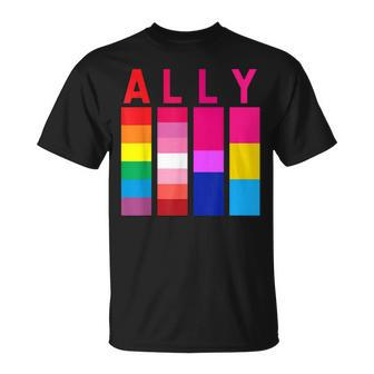 Proud Ally Pride Rainbow Lgbt Ally Unisex T-Shirt - Seseable