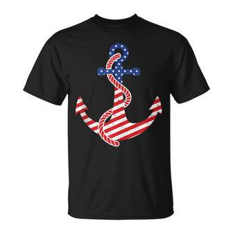 Proud American Flag Anchor Nautical Vintage 4Th Of July Anchor Funny Gifts Unisex T-Shirt | Mazezy