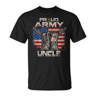 Proud Army Uncle America Flag Us Military Pride Unisex T-Shirt | Mazezy