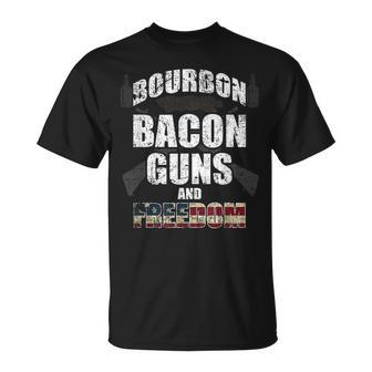 Proud Bourbon Bacon Guns Freedom Independence Day T-Shirt | Mazezy