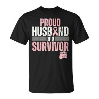 Proud Husband Of Survivor Breast Cancer Survivor Awareness T-Shirt - Seseable