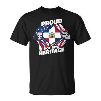 Proud Of My Heritage - Dominican Republic American Flag Unisex T-Shirt - Seseable