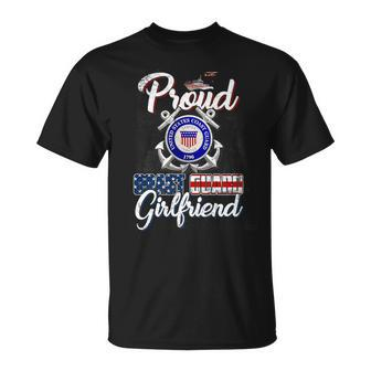 Proud Us Coast Guard Girlfriend Us Military Family Funny Military Gifts Unisex T-Shirt | Mazezy