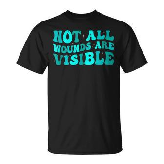 Ptsd Awareness Not All Wounds Are Visible Groovy Unisex T-Shirt | Mazezy
