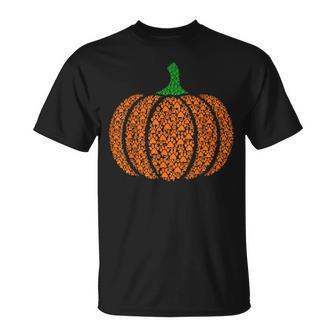 Pumpkin Dog Cat Paw Print Halloween Pet Lover T-Shirt - Monsterry CA