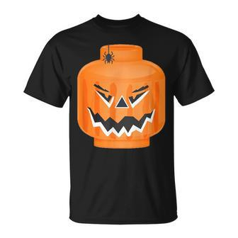 Pumpkin Jack O Lantern Building Brick Head Family Matching T-Shirt | Mazezy