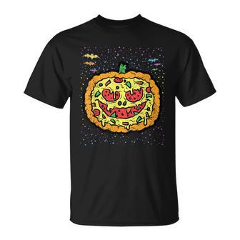 Pumpkin Pizza Hallowen Costume Scary Jack O Lantern Foodie T-Shirt - Monsterry