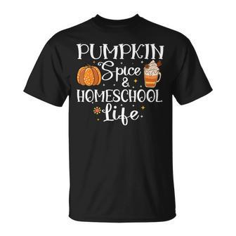 Pumpkin Spice And Homeschool Life Autumn Back To Homeschool T-Shirt - Monsterry