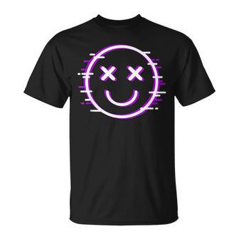 Purple Smile Glitch Face Purple Color Graphic T-Shirt | Mazezy