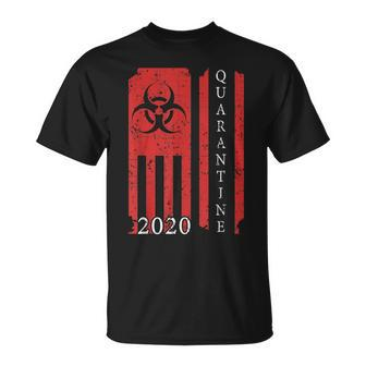 Quarantine 2020 American Flag Bio-Hazard Community Awareness T-Shirt | Mazezy