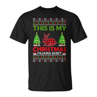 This Is My Rabbit Xmas Pajama Ugly Sweater Christmas T-Shirt | Mazezy
