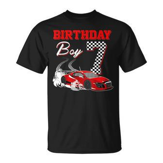 Race Car 7Th Birthday Boy Party Racing 7 Year Old Pit Crew Racing Funny Gifts Unisex T-Shirt | Mazezy DE