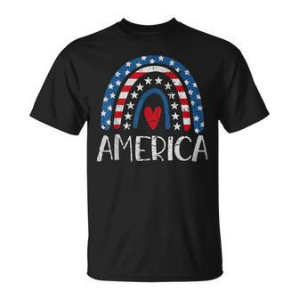 Rainbow American Flag 4Th Of July Vintage  Unisex T-Shirt