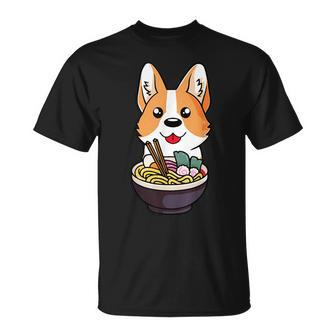 Ramen Corgi Dog Food Lover Kawaii Japanese Anime Gift Unisex T-Shirt | Mazezy