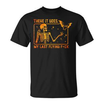 There It Goes My Last Flying Fuck Skeleton Halloween T-Shirt | Mazezy DE
