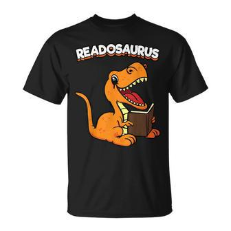 Readosaurus Dinosaur Reading Books Dino Read Bookworm T-Shirt | Mazezy