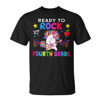 Ready To Rock Fourth Grade Back To School 4Th Grader Unicorn Unicorn Funny Gifts Unisex T-Shirt | Mazezy