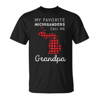 Red Plaid Michigan Dad Grandpa Gift My Favorite Michiganders Unisex T-Shirt | Mazezy